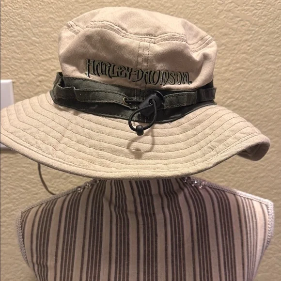 Tan Bucket Hat with Green Logo - Picture 3 of 3